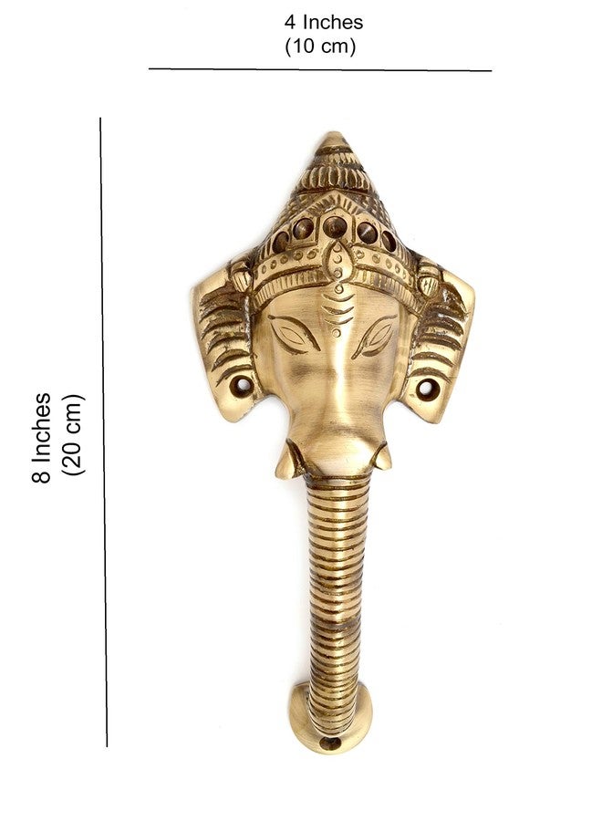 Two Moustaches 8 Inches Brass Antique Brown Crown Ganesha Door Handle, Brass Door Handles, Door Pulls, Handles for Home & Office, Door Handles for Pooja Room, Antique Brown, Standard, Pack of 1 - Image 3